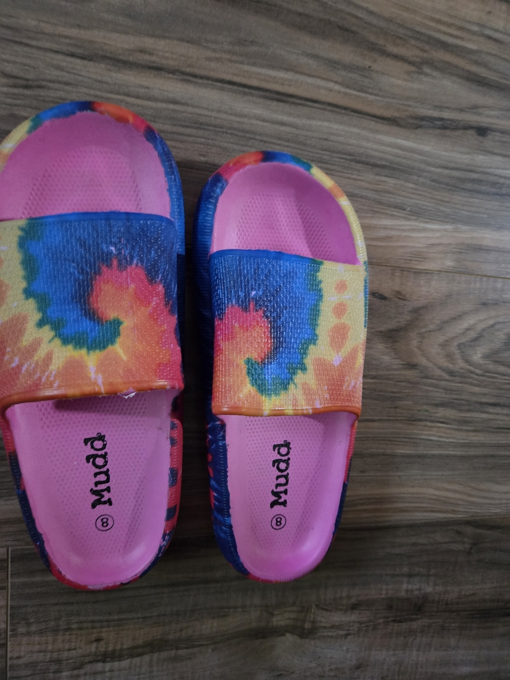 Womens Tie-Dye Pink Slide Sandals Size 8